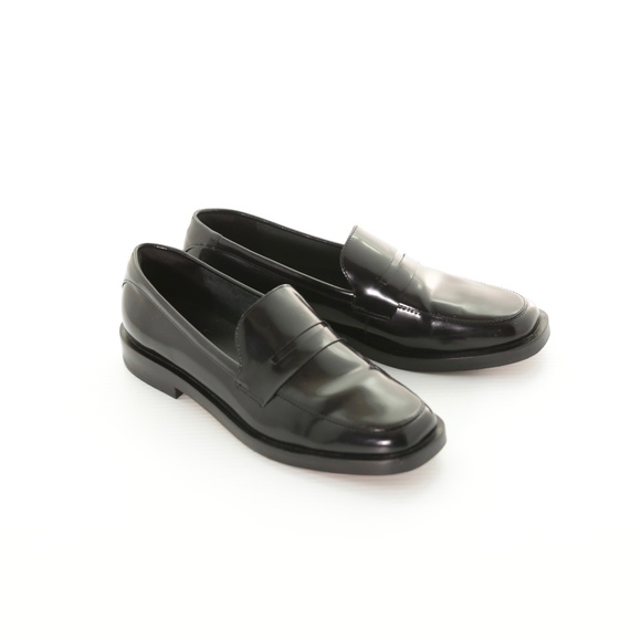 Everlane The Penny Loafer Shiny Black Leather Square Toe Slip On Womens 9M - Picture 1 of 9